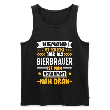 Niemand ist perfekt aber als Bierbrauer nah dran - Männer Premium Bio Tank Top - Schwarz - Vorne - Michal (187cm)