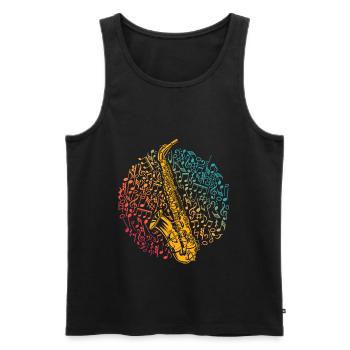 Saxophone Musical Notes Musician Jazz Saxophonist Retro - Men's Premium Organic Tank Top - black - Front - Michal (187cm)