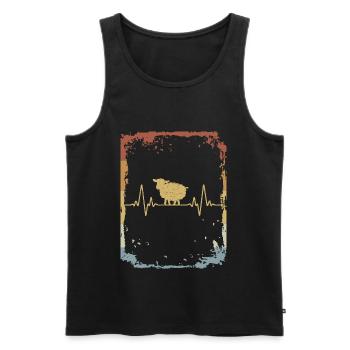 Schaf Herzschlag Retro - Männer Premium Bio Tank Top - Schwarz - Vorne - AI Model Male 178 light (178cm)
