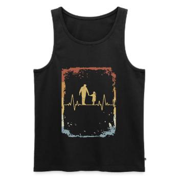 Vintage Heartbeat Daughter And Dad - Men's Premium Organic Tank Top - black - Front - Michal (187cm)