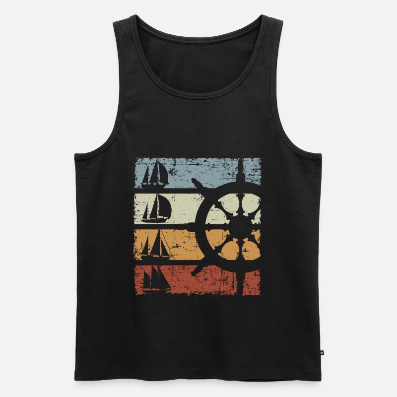 Retro Segelboot - Männer Premium Bio Tank Top - Schwarz
