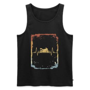 Vintage Heartbeat Motorbike - Männer Premium Bio Tank Top - Schwarz - Vorne - Michal (187cm)