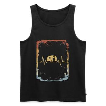 Heartbeat ECG Camper Caravan Camping Retro - Men's Premium Organic Tank Top - black - Front - Michal (187cm)