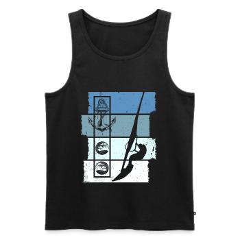 Windsurfen Retro - Männer Premium Bio Tank Top - Schwarz - Vorne - AI Model Male 178 light (178cm)