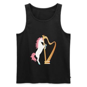 Harp with unicorn music instrument - Men's Premium Organic Tank Top - black - Front - AI Model Male 178 light (178cm)