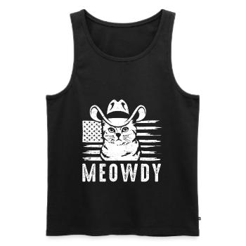Meowdy US Flag Texas Cat Meow Howdy - Männer Premium Bio Tank Top - Schwarz - Vorne - AI Model Male 178 light (178cm)