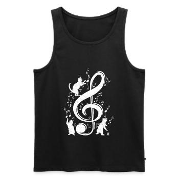 Clef Cat Violin Clef Kitten - Men's Premium Organic Tank Top - black - Front - Michal (187cm)