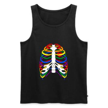 LGBT Rainbow Skeleton Chest Gay Halloween - Débardeur bio Premium Homme - noir - Devant - Michal (187cm)