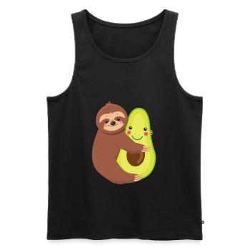 Paresseux paresseux étreignant avocat végétalien Amoureux des animaux - Débardeur bio Premium Homme - noir - Devant - AI Model Male 178 light (178cm)