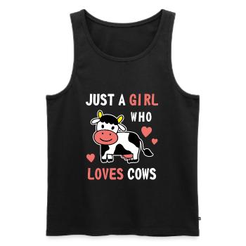 Just A Girl Who Loves Cows Farmer Milk Lover Cow F - Men's Premium Organic Tank Top - black - Front - AI Model Male 178 light (178cm)