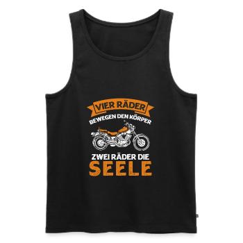 Vier Räder Bewegen Den Körper Zwei Räder Die Seele - Männer Premium Bio Tank Top - Schwarz - Vorne - AI Model Male 178 light (178cm)