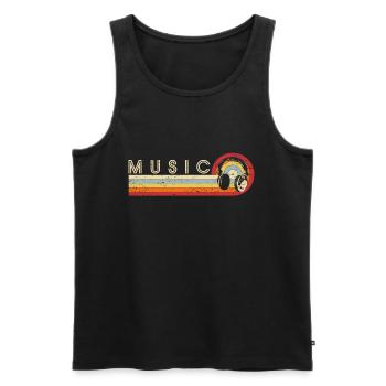 Retro Headphones Cool Vintage Music Lover Rap Prod - Men's Premium Organic Tank Top - black - Front - AI Model Male 178 light (178cm)