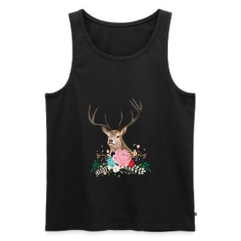 Deer Flower - Männer Premium Bio Tank Top - Schwarz - Vorne - AI Model Male 178 light (178cm)