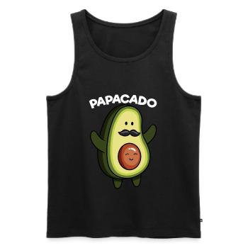 Papacado Avocat Grossesse Papa Végétalien - Débardeur bio Premium Homme - noir - Devant - Michal (187cm)