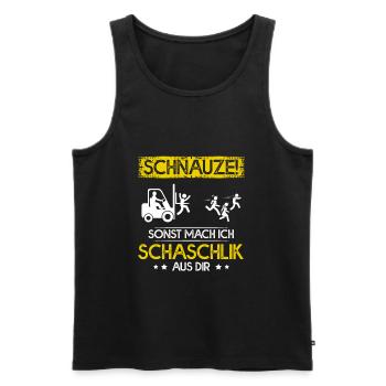 Stapler Schnauze Sonst Mach Ich Schaschlik Aus Dir - Männer Premium Bio Tank Top - Schwarz - Vorne - Michal (187cm)