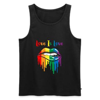 Love Is Love Gay Pride Rainbow Lips - Men's Premium Organic Tank Top - black - Front - AI Model Male 178 light (178cm)