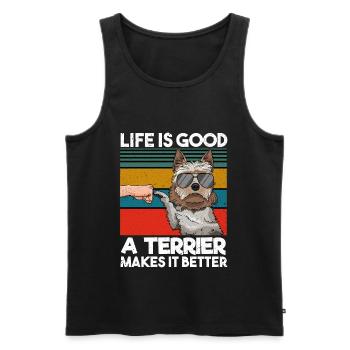 Life Is Good A Terrier Makes It Better Fist Bump - Männer Premium Bio Tank Top - Schwarz - Vorne - Michal (187cm)
