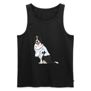 J’aime maman Tatouage Border Collie Chien Fête des mères - Débardeur bio Premium Homme - noir - Devant - AI Model Male 178 light (178cm)