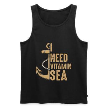 J’ai besoin de vitamine mer - Débardeur bio Premium Homme - noir - Devant - Michal (187cm)