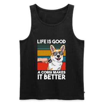 Life Is Good A Corgi Makes It Better Hund - Männer Premium Bio Tank Top - Schwarz - Vorne - Michal (187cm)