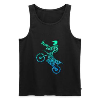 Motocross Calligram Dirt Bike Rider Vélo - Débardeur bio Premium Homme - noir - Devant - Michal (187cm)