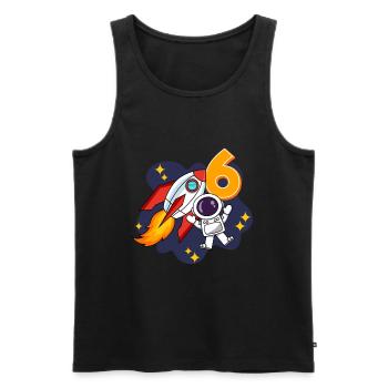 Astronaute spatial de 6 ans 6e anniversaire - Débardeur bio Premium Homme - noir - Devant - Michal (187cm)
