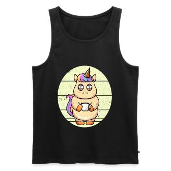 Coffee Unicorn Unicorn Holding A Coffee Cup - Men's Premium Organic Tank Top - black - Front - AI Model Male 178 light (178cm)