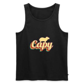 Capybara Rétro Capibara - Débardeur bio Premium Homme - noir - Devant - Michal (187cm)