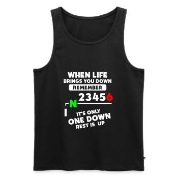 When life brings you down, there is only - Men's Premium Organic Tank Top - black - Front - Michal (187cm)