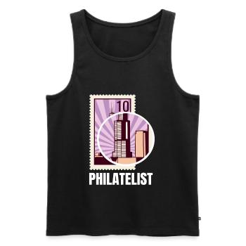 Philatelist Stamp Collection - Men's Premium Organic Tank Top - black - Front - AI Model Male 178 light (178cm)