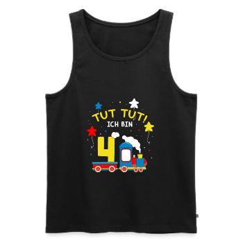 Ich bin 4 Zug Tut Tut 4 Jahre alt 4. Geburtstag - Männer Premium Bio Tank Top - Schwarz - Vorne - Michal (187cm)
