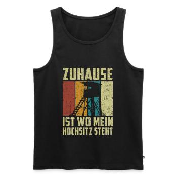 Zuhause ist wo mein Hochsitz steht - Männer Premium Bio Tank Top - Schwarz - Vorne - AI Model Male 178 light (178cm)