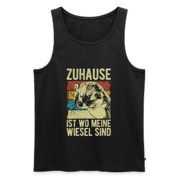 Zuhause ist wo meine Wiesel sind Frettchen - Männer Premium Bio Tank Top - Schwarz - Vorne - Michal (187cm)