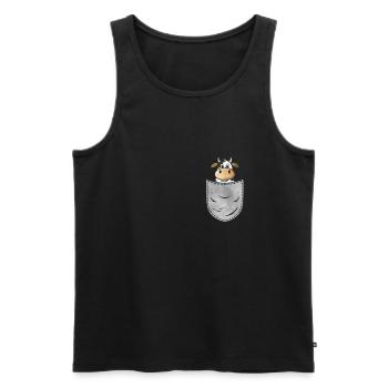 Kuh in der Tasche Tier Brusttasche Kuh Rind - Männer Premium Bio Tank Top - Schwarz - Vorne - Michal (187cm)