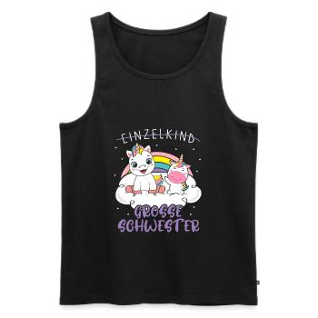 Einzelkind Große Schwester Einhorn - Männer Premium Bio Tank Top - Schwarz - Vorne - AI Model Male 178 light (178cm)