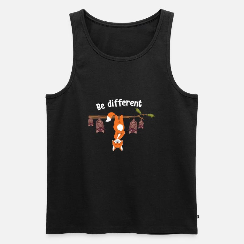Be Different Fuchs Fledermaus Tier - Männer Premium Bio Tank Top - Schwarz