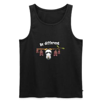Be Different Pinguin Fledermaus Tier - Männer Premium Bio Tank Top - Schwarz - Vorne - Michal (187cm)