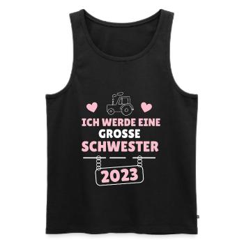 Bald Große Schwester 2023 Traktor - Männer Premium Bio Tank Top - Schwarz - Vorne - Michal (187cm)