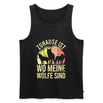 Zuhause ist wo meine Wölfe sind - Männer Premium Bio Tank Top - Schwarz - Vorne - AI Model Male 178 light (178cm)