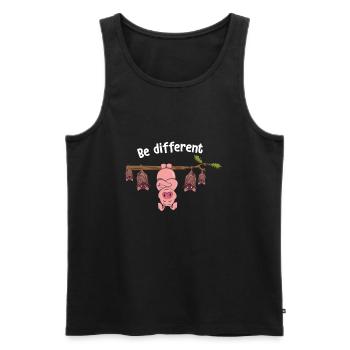 Be Different Pink Pig With Bats - Männer Premium Bio Tank Top - Schwarz - Vorne - AI Model Male 178 light (178cm)