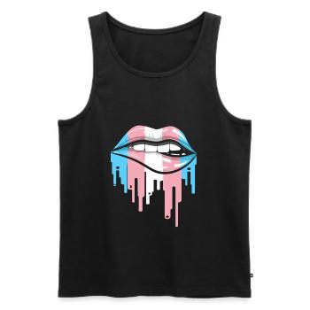 Transgender Lippen LGBTQ Pride Flagge Transgender - Männer Premium Bio Tank Top - Schwarz - Vorne - Michal (187cm)