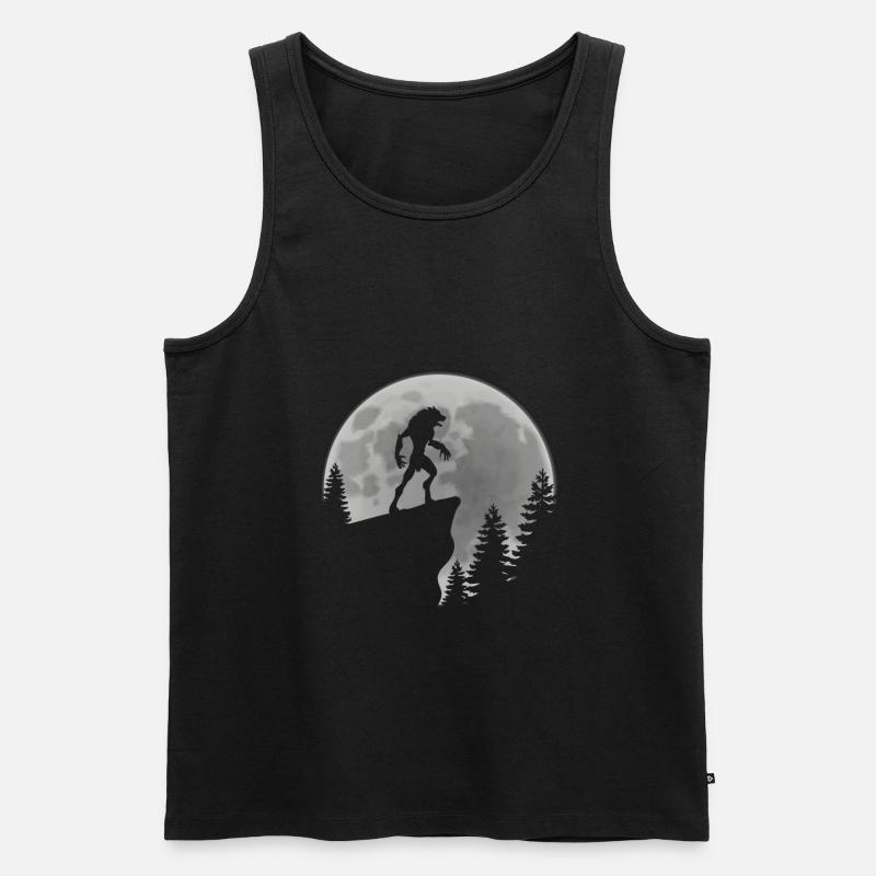Werwolf Vollmond - Männer Premium Bio Tank Top - Schwarz