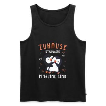 Zuhause ist wo meine Pinguine sind Pinguin - Männer Premium Bio Tank Top - Schwarz - Vorne - Michal (187cm)