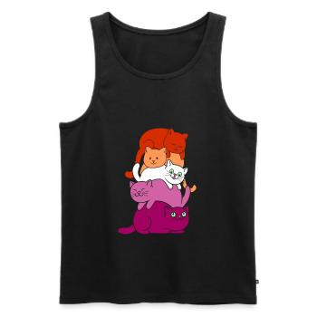 Lesbian Katze Katzen Stapel - Männer Premium Bio Tank Top - Schwarz - Vorne - AI Model Male 178 light (178cm)
