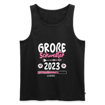 Große Schwester 2023 T-Shirt Loading Herz - Männer Premium Bio Tank Top - Schwarz - Vorne - Michal (187cm)