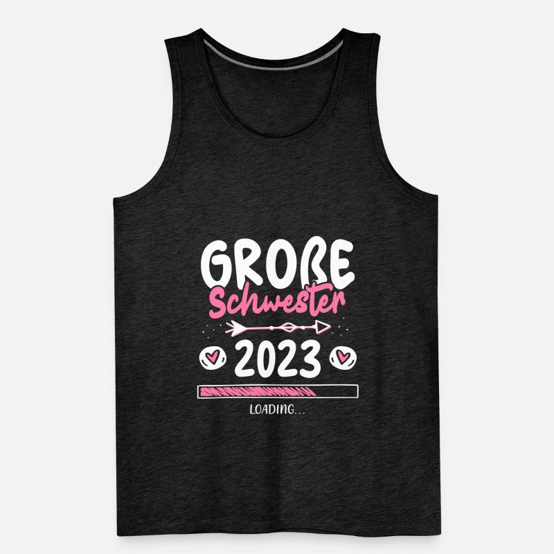 Große Schwester 2023 Loading Herz Männer Premium Bio Tank Top
