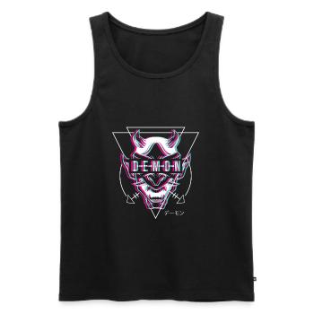 Japanische Oni Maske Dämon Oger - Männer Premium Bio Tank Top - Schwarz - Vorne - Michal (187cm)