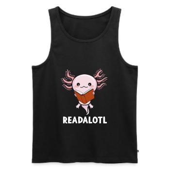 Readolotl Lesender Axolotl mit Buch - Männer Premium Bio Tank Top - Schwarz - Vorne - Michal (187cm)