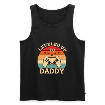 Level Up To Daddy Werdender Papa - Männer Premium Bio Tank Top - Schwarz - Vorne - Michal (187cm)