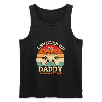 Level Up To Daddy 2023 Gamer - Männer Premium Bio Tank Top - Schwarz - Vorne - Michal (187cm)